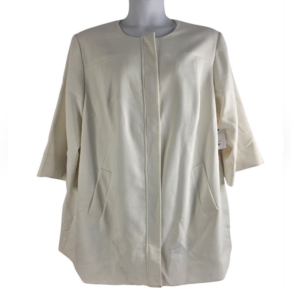 Liz Claiborne Cream Open-Front Blazer Jacket